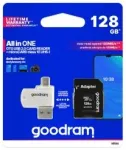 Goodram MicroSDXC Class 10 UHS I 128GB Atmiņas karte + Kar&scaron;u lasītājs + Adapteris