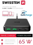 Swissten Desktop GaN Charger Adaperis 2x USB-C / 2x USB / 65W
