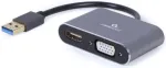 Gembird A-USB3-HDMIVGA-01 USB 3.0 to HDMI + VGA adapteris / pelēks