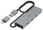 Hama USB 3.2 Gen 1 4 prievadų USB &scaron;akotuvas su maitinimo bloku 00200138 antracito pilkas