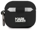 KLACA3SILRSGBK Karl Lagerfeld Rue St Guillaume silikoninis dėklas Apple Airpods 3 ausinėms juodas