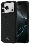 Mercedes Leather Crossed Lines telefono dėklas su MagSafe palaikymu iPhone 18 Pro Max | iPhone 17 Pro Max juodas