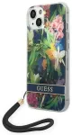 Guess GUOHCP14MHFLSB Flower Strap Aizsargapvalks priek&scaron; iPhone 14 Plus / 15 Plus 6.7" / zils