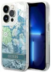 Guess GUHCP14XLFLSN Flower Liquid Glitter Aizsargapvalks priek&scaron; iPhone 14 Pro Max 6,7" / zaļ&scaron;