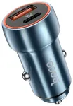 HOCO Z46A automobilinis įkroviklis | 20W | PD, QC | USB-C, USB-A | mėlynas