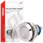 Round steel switch ON/OFF 19mm 5A 12/230V AMIO-04474