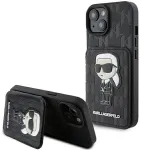 Karl Lagerfeld Saffiano Cardslots and Stand Monogram Ikonik Back Case Aizsargapvalks Priek&scaron; Apple iPhone 15