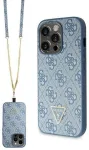 Guess GUHCP14XP4TDSCPB Crossbody 4G Metal Logo Aizsargapvalks priek&scaron; iPhone 14 Pro Max 6.7" / zils