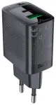 Acefast A78 kelioninis įkroviklis | 20W | PD, GaN | USB-A, USB-C | juodas