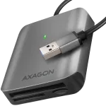 Axagon Aluminum high-speed USB-A 3.2 Gen 1 memory card reader. 3 slots, UHS-II.
