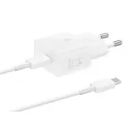 Samsung ceļojumu lādētājs 25W EP-T2510X PD 3.0 ar Type-C uz Type-C kabeli (1m) White EU (EP-T2510XWEGEU)