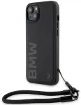 BMW BMHCP15M23RMRLK iPhone 15 Plus | 14 Plus 6.7" juodas hardcase Signature Leather Wordmark Cord