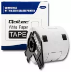 Qoltec Tape for BROTHER DK-11202 | 62mm x 100mm | 300 labels | White/Black print | Roll with holder