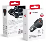 Forcell F-Energy Carbon CC50-1A1C automobilinis įkroviklis | 38W | PD, QC | USB-C, USB-A | juodas