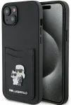 Karl Lagerfeld Saffiano Cardslot Karl&Choupette Metal Pin Back Case Aizsargapvalks Priek&scaron; Apple iPhone 15