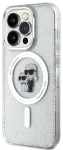 Karl Lagerfeld IML Glitter Karl and Choupette MagSafe Case Aizsargapvalks priek&scaron; iPhone 15 Pro / caurspīdīgs