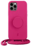 Dėklas Just Elegance PopGrip iPhone 12|12 Pro 6,1" rožinis|orchid flower 30090
