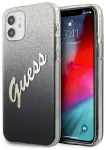 Guess GUHCP12SPCUGLSBK Glitter Gradient Script Aizsargapvalks priek&scaron; iPhone 12 mini 5,4" / melns