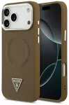 Guess Triangle Logo dėklas telefonui su MagSafe palaikymu iPhone 17 Pro, rudas