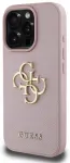 Guess PU Grained 4G Metal Logo Case Aizsargapvalks priek&scaron; iPhone 15 Pro / rozā