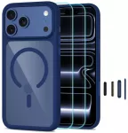 Tech-Protect MagOne telefono dėklas su MagSafe palaikymu iPhone 18 Pro | iPhone 17 Pro tamsiai mėlynas (grūdinto stiklo apsauga komplekte)