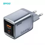 BWOO BO-CDA240 kelioninis įkroviklis | 45W | PD, QC, GaN, PPS | USB-A, USB-C | pilkas
