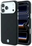 BMW Sign Deboss Quilted Metal Logo MagSafe Case Aizsargapvalks priek&scaron; iPhone 18 Pro / 17 Pro / melns