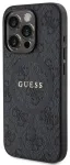 Guess PU odos 4G spalvingas &bdquo;MagSafe&ldquo; žiedo dėklas, skirtas iPhone 15 Pro, Juodas