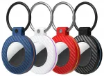 Airtag case with carbon fiber pattern keychain, 4 pcs. - multicolor