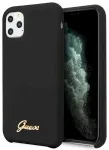 Guess GUHCN65LSLMGBK Silicone Vintage Gold Logo Aizsargapvalks priek&scaron; iPhone 11 Pro Max / melns