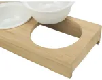 Pet bowl, ceramic - Trixie Bowl set, ceramic/bamboo, 2&times;0.25 l/&oslash; 12cm/30&times;5&times;14 cm