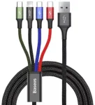 Baseus CA1T4-B01 Fast 4in1 kabelis (Lightning, 2x USB-C, microUSB) 1.2m / melns