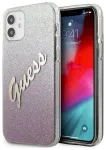 Guess GUHCP12SPCUGLSPI Glitter Gradient Script Aizsargapvalks priek&scaron; iPhone 12 mini 5,4" / rozā