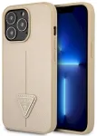 Guess GUHCP14XPSATLE Saffiano Triangle Logo Aizsargapvalks priek&scaron; iPhone 14 Pro Max 6,7" / bē&scaron;s