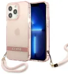 Guess GUHCP13XHTSGSP Hardcase Translucent Stap Aizsargapvalks priek&scaron; iPhone 13 Pro Max 6,7" / rozā