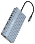 USB-C &scaron;akotuvas 14-in-1 &bdquo;Wozinsky WDS03Y5S&ldquo;, daugiafunkcis, aliumininis, 3 monitoriams, su 15 cm kabeliu &ndash; pilkas