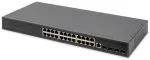 Switch Digitus Digitus tinklo jungiklis, 24 prievadai 10/100/1000 + 4SFP+ UPLINK, 19 colių serverių spintoms, L2+ funkcionalumas
