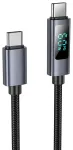 Hoco X112 duomenų perdavimo ir įkrovimo laidas | USB-C į USB-C | PD, QC 3.0 | 60W | su LED ekranu | 1m | juodas