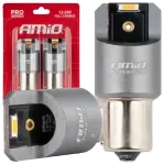 LED CANBUS PRO series PY21W 2x1860 SMD Amber 12V 24V AMIO-03594