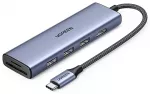 Ugreen CM511 6-in-1 &scaron;akotuvas USB-C į HDMI | 3x USB 3.0 | SD | microSD | pilkas