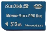 Sandisk Memory Stick Pro Duo Magicgate atmiņas karte 512MB lietota pārbaudīta formatēta Bulk