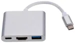 RoGer Multimedia Adapteris Type-C to HDMI (4K @ 30Hz, 1080P @ 60Hz) + USB 3.0 Sudraba