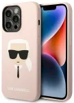 Karl Lagerfeld KLHCP14LSLKHLP Silicone Karl`s Head Aizsargapvalks priek&scaron; iPhone 14 Pro 6,1" / rozā