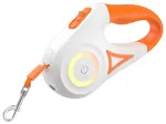Rojeco Dog Automatic Leash LED 5 m (white and orange)