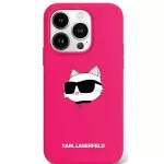 Karl Lagerfeld KLHMP16SSCHPPLF Silicone Choupette Head Print telefono dėklas su MagSafe palaikymu iPhone 16 rožinis