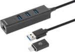 HUB USB Manhattan Manhattan 180894 USB 3.2 Gen 1 (3.1 Gen 1) Type-A + Type-C &scaron;akotuvas 5000 Mbit/s Black