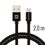 Swissten Textile Universāls Quick Charge 3.1 USB-C Datu un Uzlādes Kabelis 2m