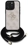 Guess PU 4G Metal Logo Crossbody Strap Case Aizsargapvalks priek&scaron; iPhone 15 Pro Max / rozā