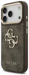 Guess PU Leather 4G Metal Logo Gold Frame Case Aizsargapvalks priek&scaron; iPhone 18 Pro / brūns