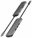 Swissten USB-C Sadalītājs 6in1 ar 3X USB 3.0 / 1X USB-C Power Delivery / 1X microSD / 1X SD / Alumīnija korpuss